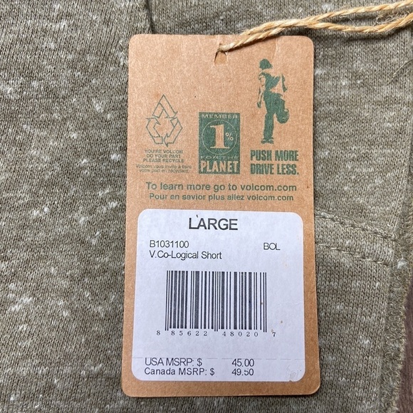 Volcom Girls Army Green Jersey V. Co-Logical Shorts Size Large 14 NWT - Picture 3 of 14